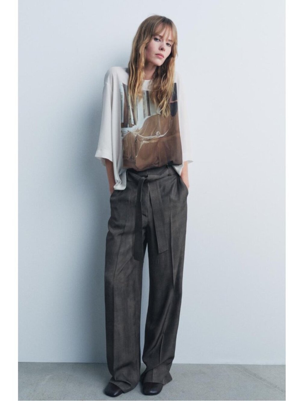 New Zara Graphic Panel Blouse Size S